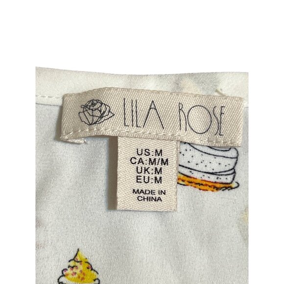 Lila Rose Womens Sleeveless Blouse Dessert Print Button Front Polyester Size M - Picture 4 of 4